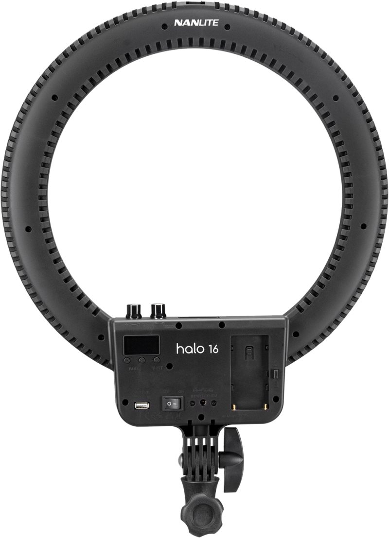 Nanlite Halo16 LED Ring Light, Inel de Lumina Bi-Color, 40.6 cm, AC/Baterie, USB Power Passthrough, CRI 95