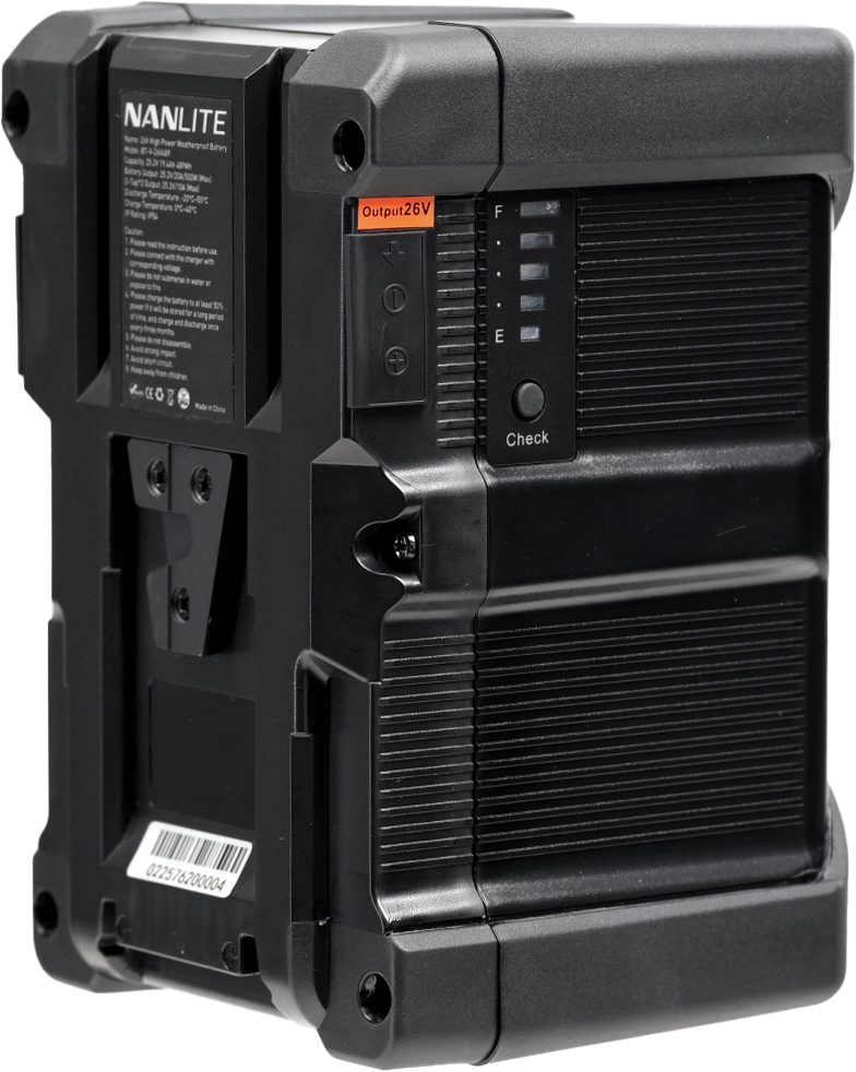 Nanlite BT-V-26V489 Baterie V-Mount 26V 489Wh, IP54, Iesire 20A, Dual D-Tap 25.2V/10A, Pentru Forza II/B 300/500/720