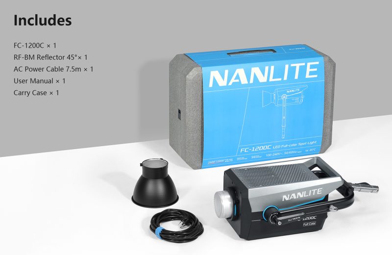 Nanlite FC-1200B LED Bi-color Spotlight, 1350W, Montura Bowens, CRI 96, 2700K-6500K, Control DMX/NFC