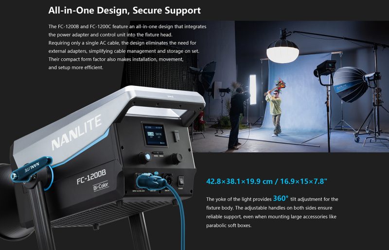 Nanlite FC-1200C Proiector LED RGBW, Putere 1350W, Motor Nebula C4, Temperatura 2400K-12000K, CRI 95, Montura Bowens