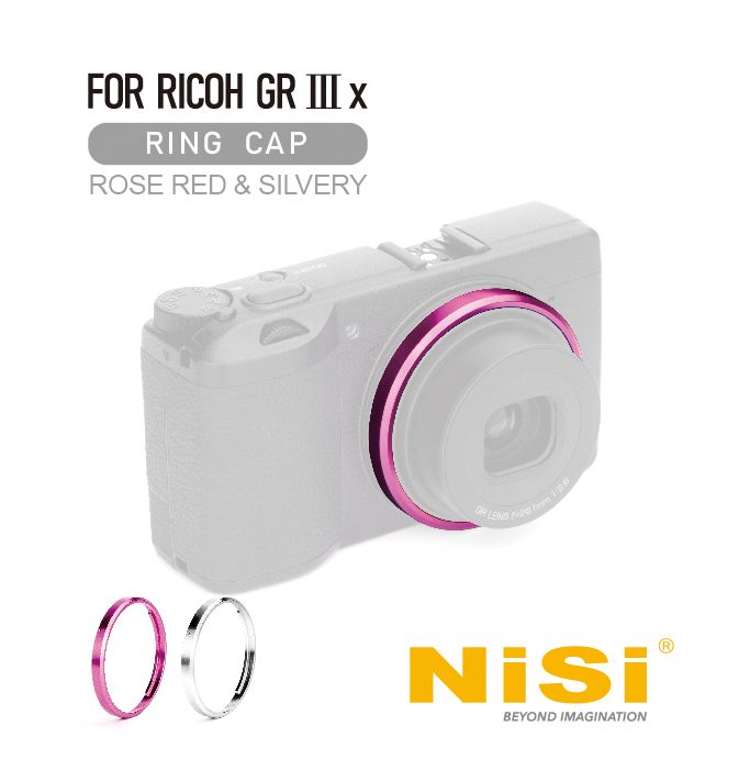 NiSi Ring Caps pentru Ricoh GR IIIx, Inele de Schimb, Rose Red si Argintiu