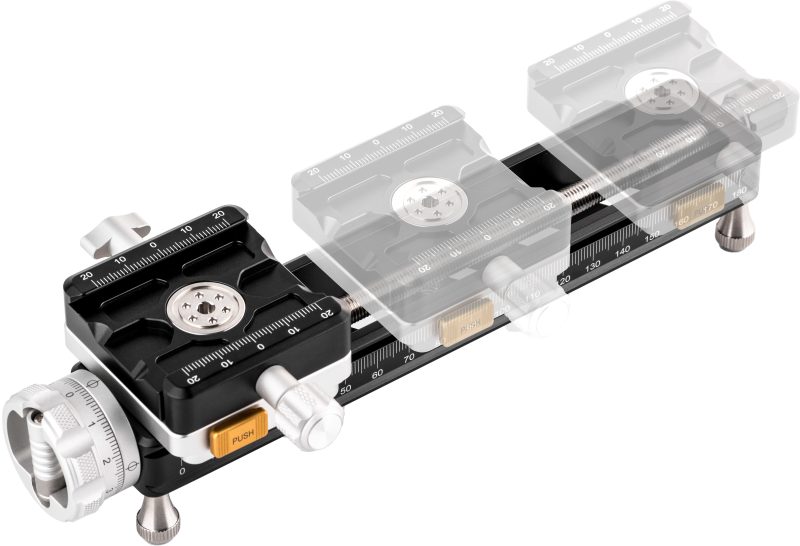 NiSi NM-200S Macro Focusing Rail, Ajustare Rapida, Clema Rotativa 360 Grade, Sarcina Maxima 5kg, Aluminiu CNC
