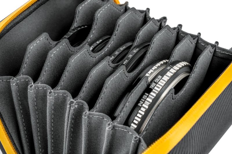 NiSi Caddy95 II Geanta Protectie Filtre Circulare, Nailon Rezistent la Apa, 8 Buzunare, Diametru Maxim 95mm, Cuier Metalic