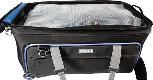 Orca OR-14 Geanta Umar Video cu Trolley Incorporat, Cadru Aluminiu, Iluminare LED Interna, Buzunare Externe