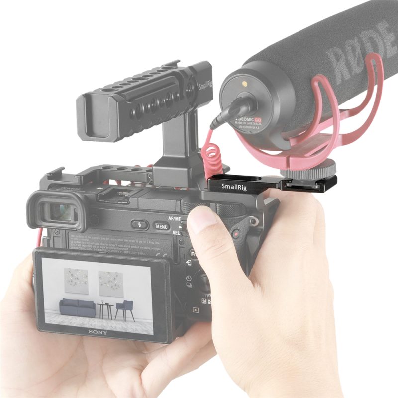 SmallRig 2879 Extensie Sabot Rece, Compatibila Cage Sony A6500 1889, Filet 1/4 Inch, Pentru Microfoane