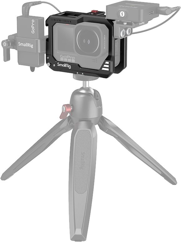 SmallRig 3084 Cage Black, Pentru GoPro Hero 9/10/11/12, Montura GoPro Pliabila, Filet 1/4-20, Suporturi Sabot Rece