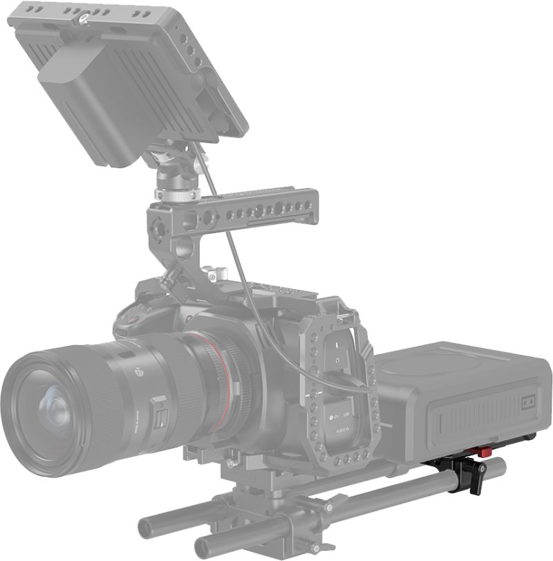 SmallRig 3016 Placa de Baterie V-Mount, Clema Dubla pentru Tija 15mm, Compatibil Blackmagic URSA Mini