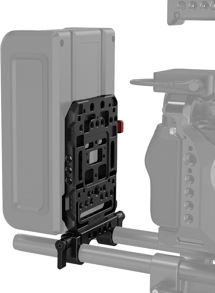 SmallRig 3016 Placa de Baterie V-Mount, Clema Dubla pentru Tija 15mm, Compatibil Blackmagic URSA Mini