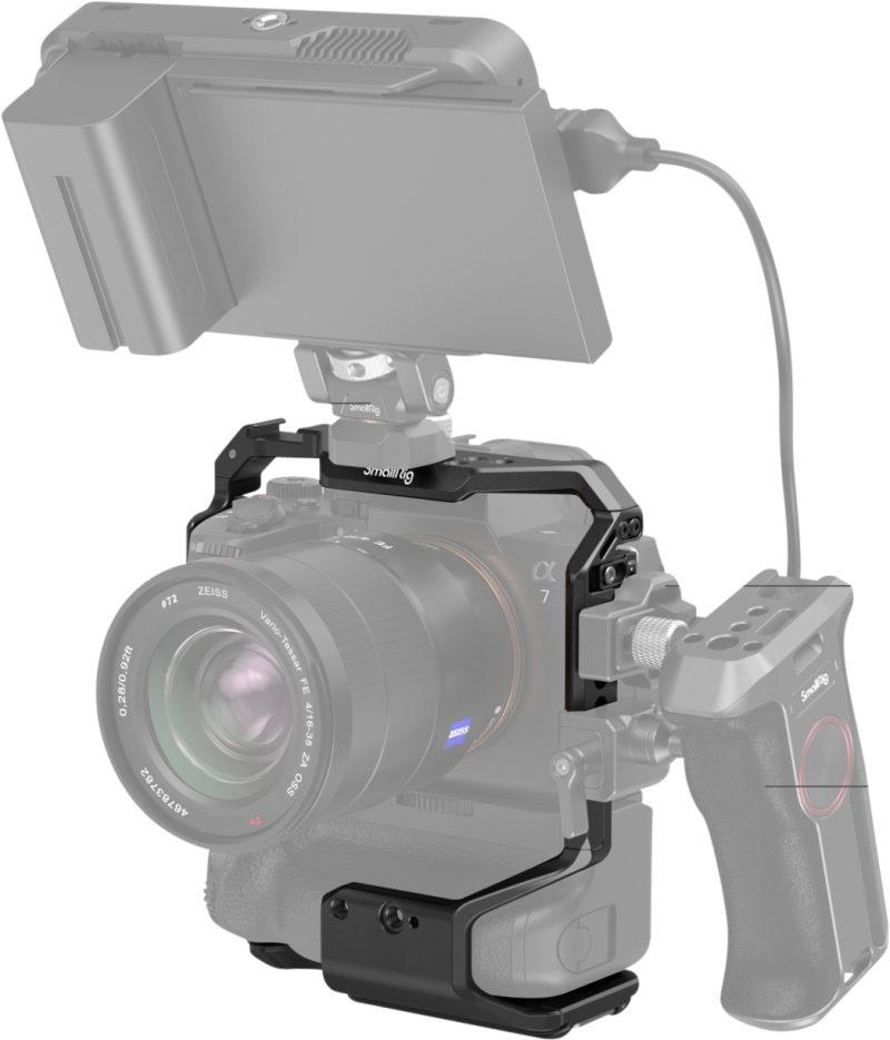 SmallRig 3594 Cage Camera pentru Sony A7IV/A7SIII/A7RIV/A1 cu Grip VG-C4EM, Filet 1/4-20, Sina NATO, Placa Arca