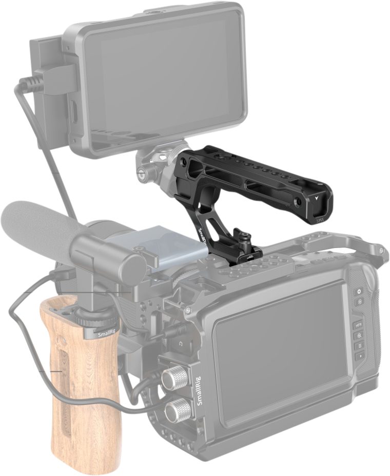 SmallRig 3766 Nato Top Handle, Maner Ergonomic, Silicon Anti-alunecare, 124g, 3 Saboti Fata, 2 Saboti Spate, Clema NATO
