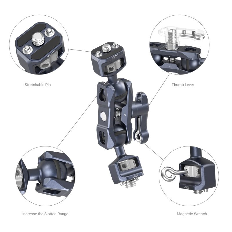 SmallRig 3874 Magic Arm cu Doua Capete cu Bila, Surub 1/4