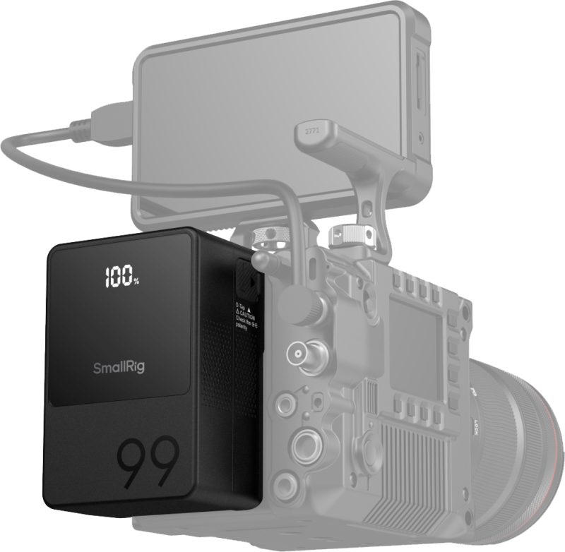 SmallRig 3580 V-Mount Battery Mini VB99, Baterie V-Mount Compacta, Capacitate 99Wh, Incarcare USB-C PD 100W, Afisaj OLED
