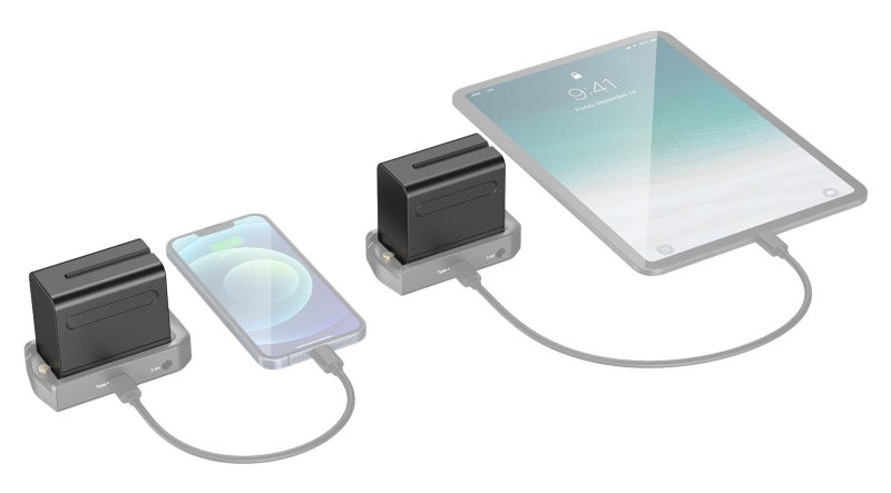 SmallRig 3823 NP-F970 Kit Baterie si Incarcator, 2x Baterii 7800mAh, Ecran LCD, Micro-USB si USB-C