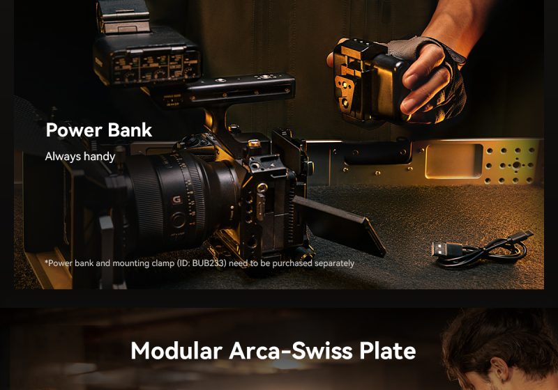 SmallRig 4064 Sistem de Montare Baterii V-Mount, Compact, Placa Arca-Swiss, Capacitate 5kg, Rotatie 90 Grade