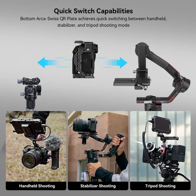 SmallRig 4214 Cage pentru Canon EOS R50, Placa Arca Swiss, Sina NATO, Sabot Rece, Filete 1/4-20 si 3/8-16