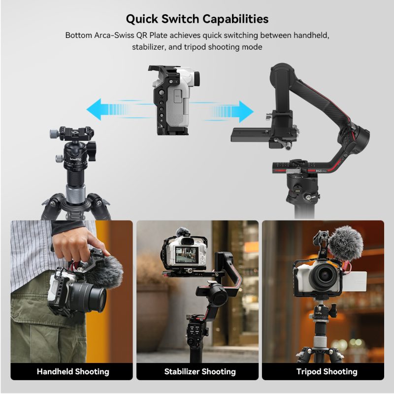 SmallRig 4214 Cage pentru Canon EOS R50, Placa Arca Swiss, Sina NATO, Sabot Rece, Filete 1/4-20 si 3/8-16