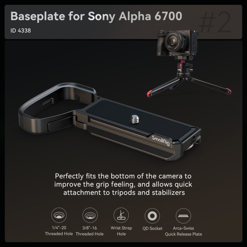 SmallRig 4336 Cage Kit pentru Sony A6700, Cage Protectie, Clema Cablu HDMI, Placa Arca-Swiss, Sina NATO