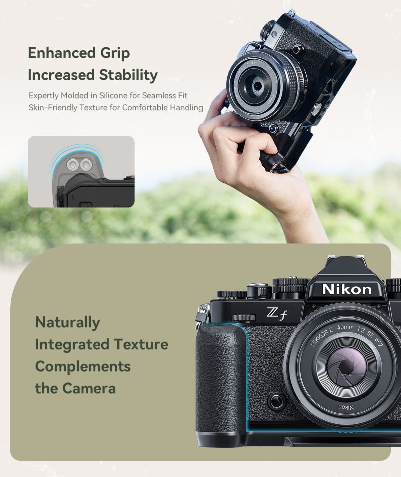 SmallRig 4261 Cage pentru Nikon Z f, Maner din Lemn de Abanos, Placa Arca Swiss, Acces Complet la Butoane si Sloturi