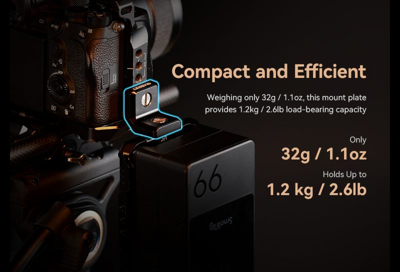 SmallRig 4360 Mini L-Shaped Mount Plate Kit, Montare La 90 Grade, Capacitate 1.2kg, Tampon Anti-Alunecare, Compatibil ARRI