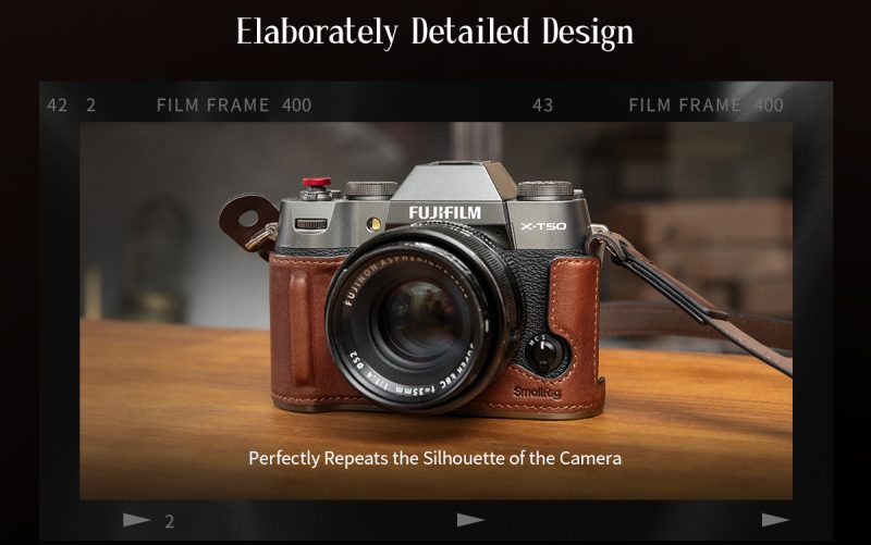 SmallRig 4714 Retro Cage pentru FUJIFILM X-T50, Maner din Lemn, Placa Arca-Swiss, Suport Sabot Rece, Filet 1/4