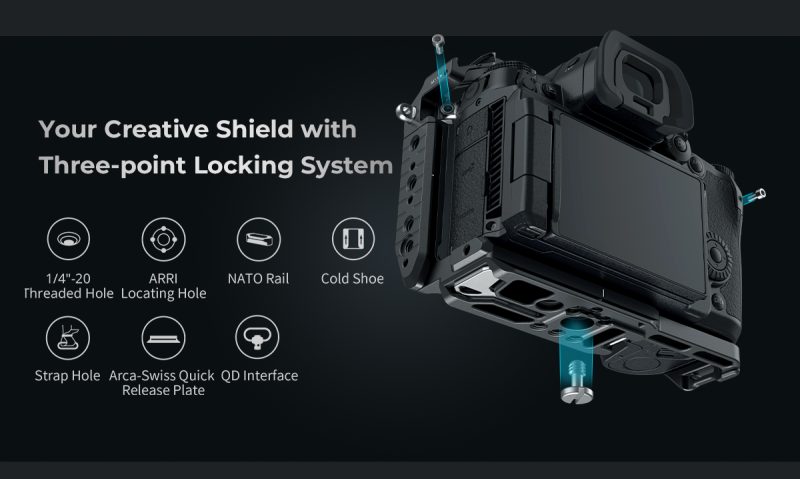 SmallRig 4825 HawkLock Quick Release Cage Kit, Pentru Panasonic Lumix GH7/GH6, Cage Camera, Maner Superior, Clema Cablu HDMI,