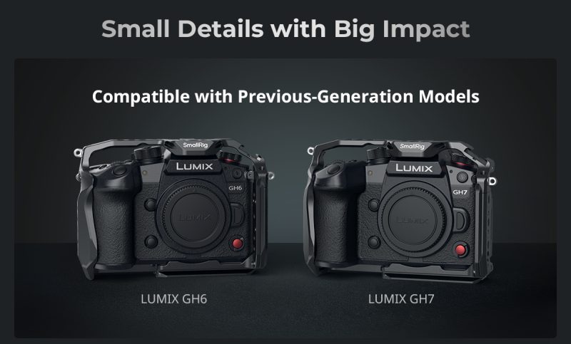 SmallRig 4824 HawkLock Quick Release Cage, Pentru Panasonic Lumix GH7/GH6, Placa Arca-Swiss, Compatibil DJI RS 2/RS 3/RS 4