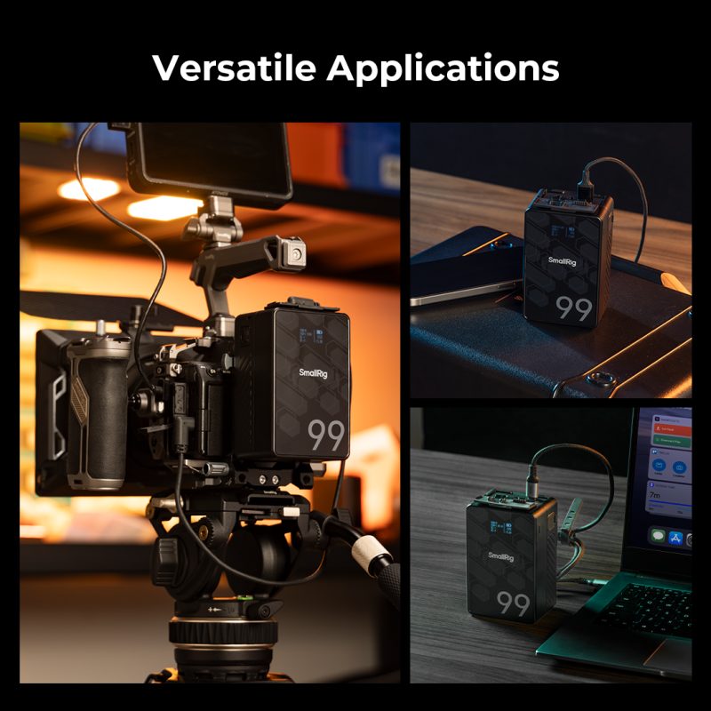 SmallRig 4608 V-Mount Baterie Mini VB99 SE, Capacitate 14.54V 6.8Ah 99Wh, Ecran OLED, Incarcare Rapida PD 65W, USB-C, D-Tap