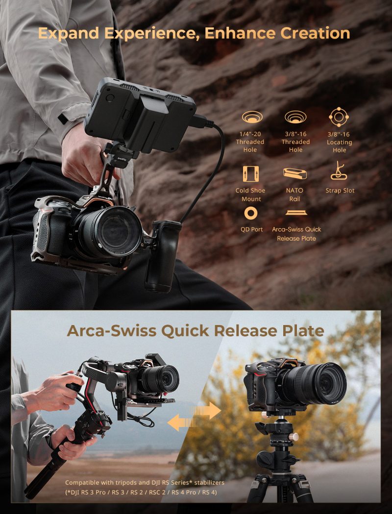 SmallRig 4522 Night Eagle Cage Kit, Pentru Nikon Z 6III, Cage Camera, Maner Superior, Montura Arca-Swiss, Suport Sabot Rece