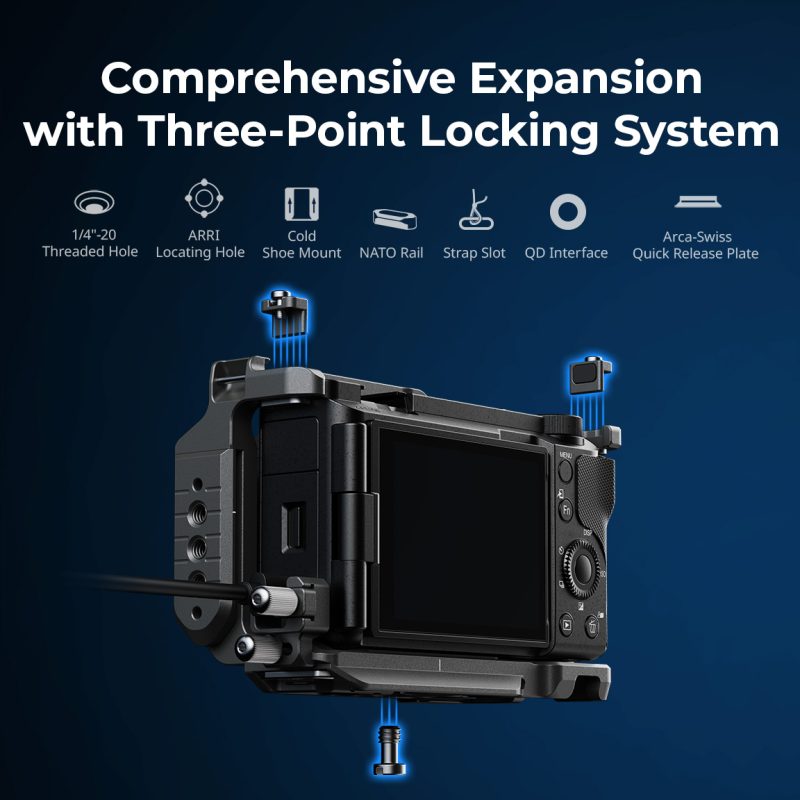 SmallRig 4867 Kit Cage pentru Sony ZV-E10 II, Placa Arca-Swiss, Clema HDMI, Suport Pantof Rece, Cheie Allen Magnetica