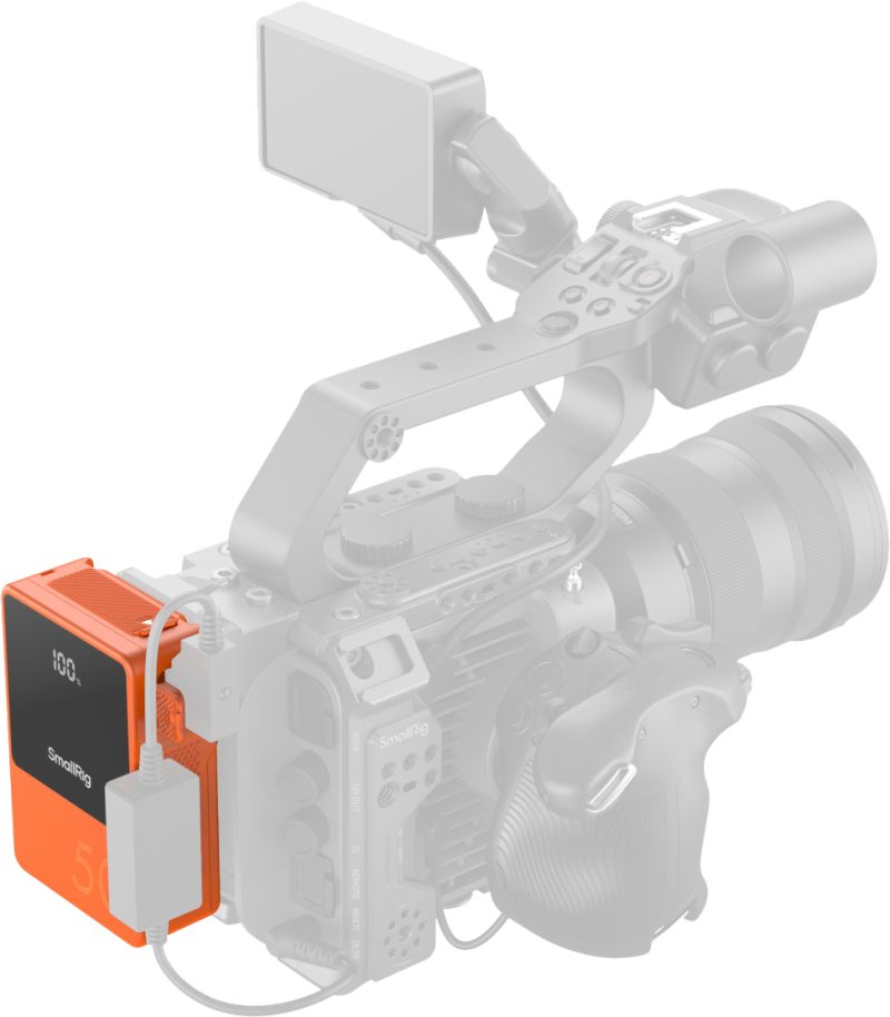 SmallRig VB50 4871, Baterie V-Mount Mini, Capacitate 14.54V 3400mAh 49.4Wh, USB-C PD 45W, Ecran OLED, Portocaliu