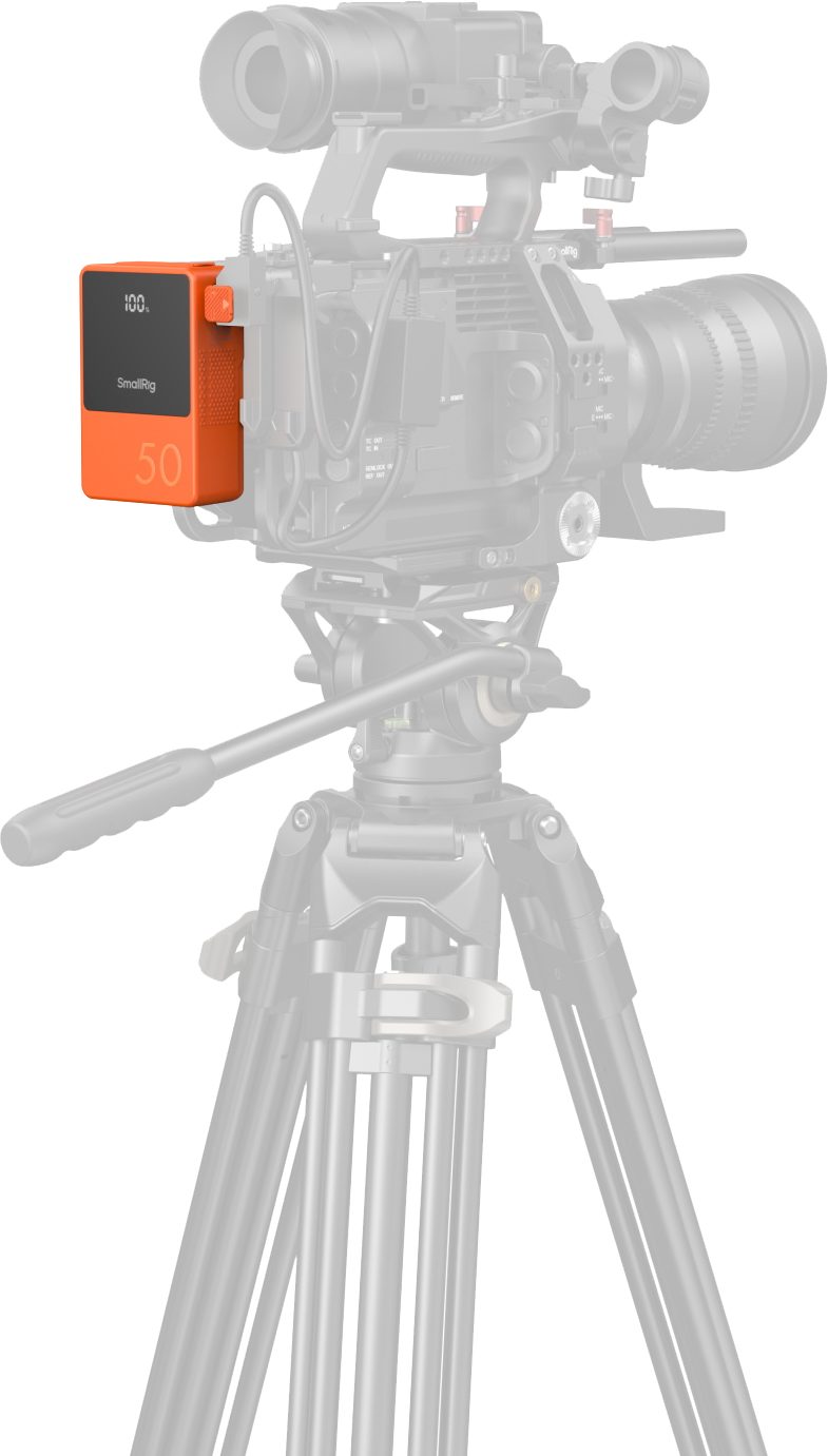 SmallRig VB50 4871, Baterie V-Mount Mini, Capacitate 14.54V 3400mAh 49.4Wh, USB-C PD 45W, Ecran OLED, Portocaliu