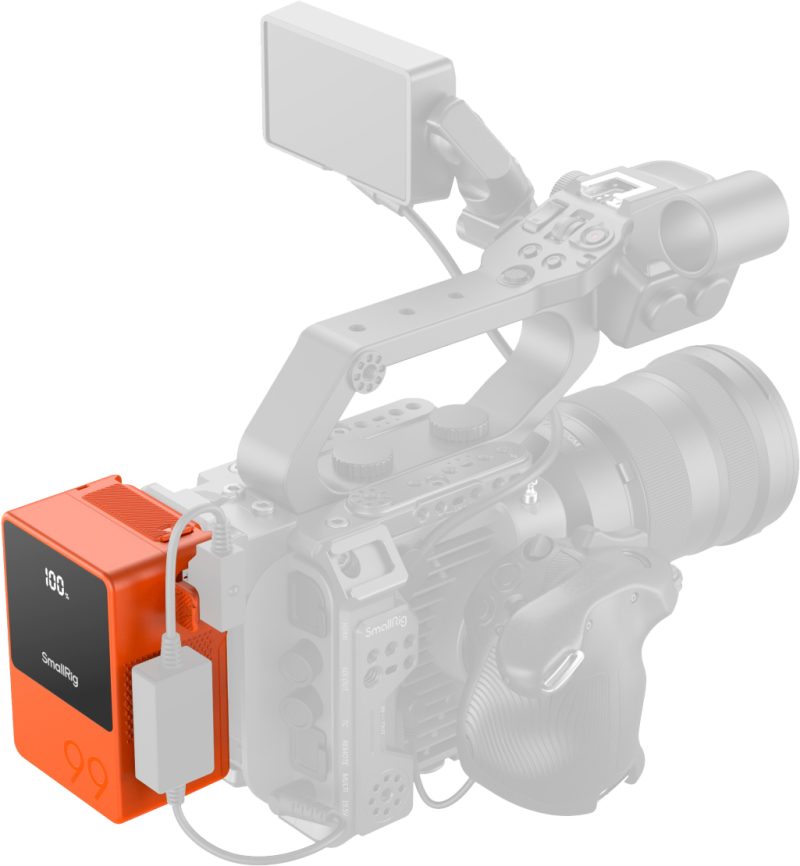 SmallRig 4929 V-Mount Battery Mini VB99, Portocaliu, 14.54V 6800mAh 98.872Wh, Incarcare Rapida PD 100W, Ecran OLED, Celule LG