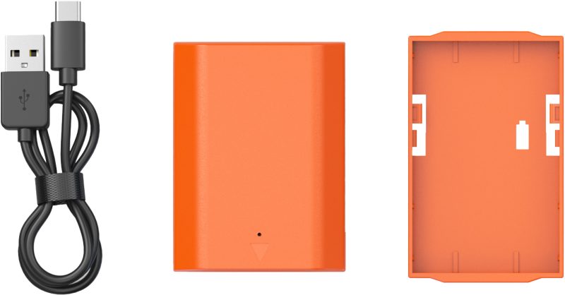SmallRig 4969 NP-FZ100 USB-C Baterie Reincarcabila, Portocaliu, Capacitate 2400mAh, Incarcare USB-C 5V 2.2A, Compatibila Sony