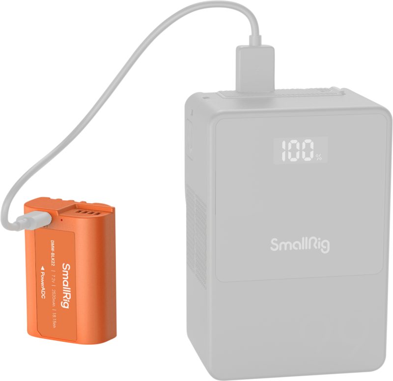 SmallRig 4979 Baterie Reincarcabila USB-C DMW-BLK22, Capacitate 2520mAh, Incarcare 5V/2A, Compatibila Panasonic LUMIX, Orange