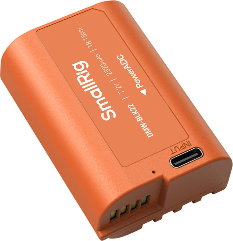 SmallRig 4979 Baterie Reincarcabila USB-C DMW-BLK22, Capacitate 2520mAh, Incarcare 5V/2A, Compatibila Panasonic LUMIX, Orange