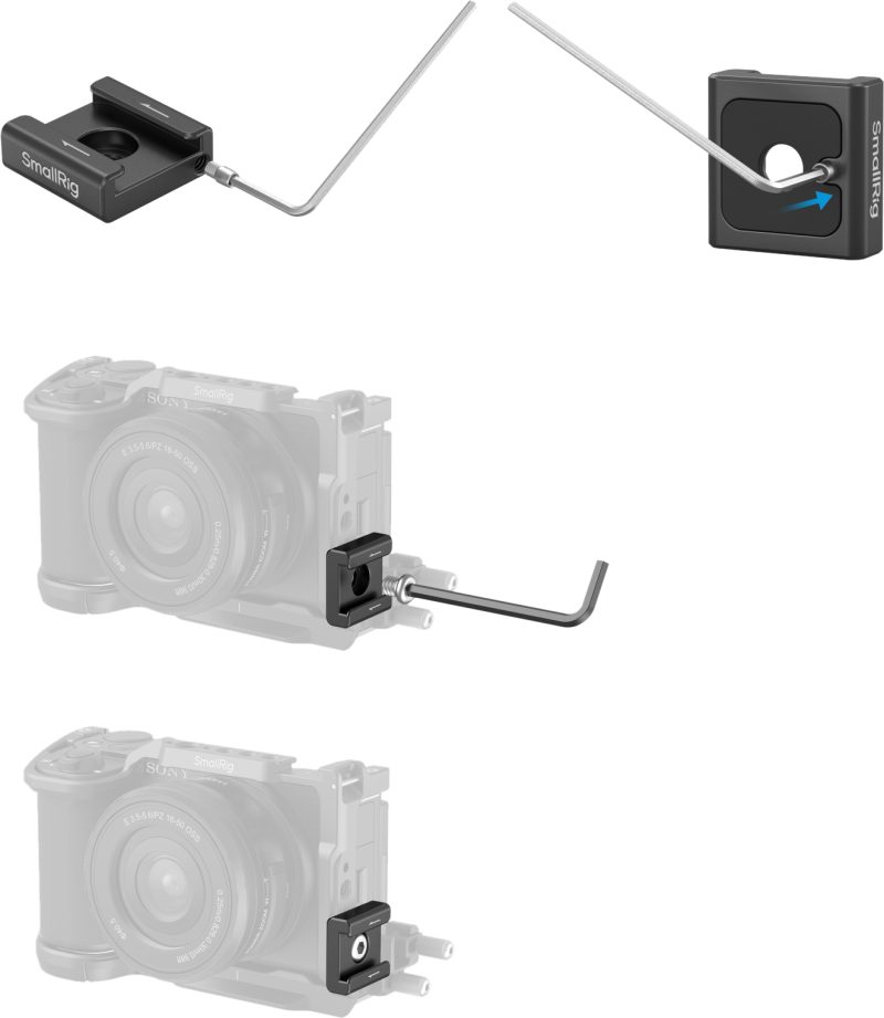 SmallRig 5032 Suport Montare Cold Shoe Anti-Twist, Set 2 Bucati, Filet 1/4-20, Compatibil Custi SmallRig, Prelucrare CNC