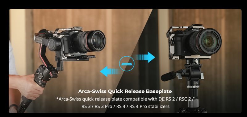 SmallRig 4983 Placa de Montare in Forma de L pentru Canon EOS R5 Mark II, Sistem Arca-Swiss, Suport Pantof Rece, Interfata QD