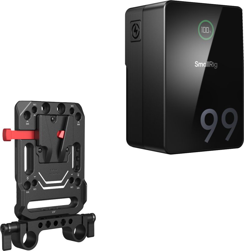 SmallRig 5047 VB99 Pro mini V Mount Battery Kit, Baterie V-Mount, Incarcare Rapida PD3.0 100W, Clema Tija Dubla 15mm, Celule LG