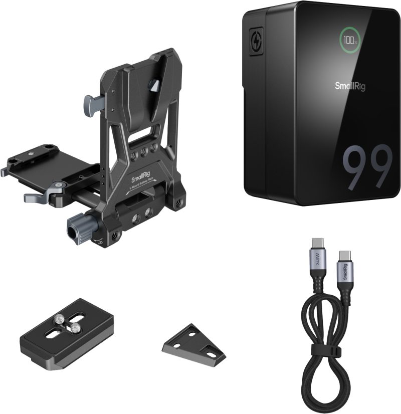 SmallRig 5046 VB99 Pro mini V Mount Battery Kit, Celule LG, Incarcare Rapida PD3.0 100W, Placa Rotativa, Structura Pliabila