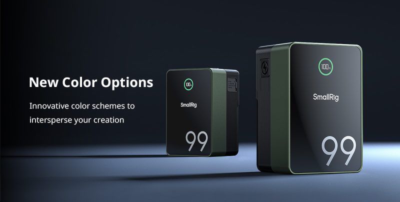 SmallRig VB99 Pro mini, Baterie V-Mount, Capacitate 98.8Wh, Verde, Incarcare USB-C PD 100W, Afisaj TFT