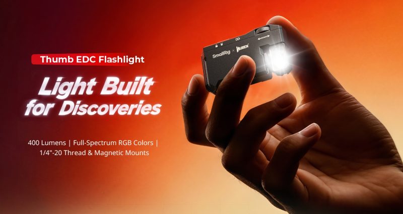 SmallRig 5710 Thumb EDC Flashlight, Lanterna Portabila, 400 Lumeni, Lumina RGB Secundara, Baza Magnetica, IP65