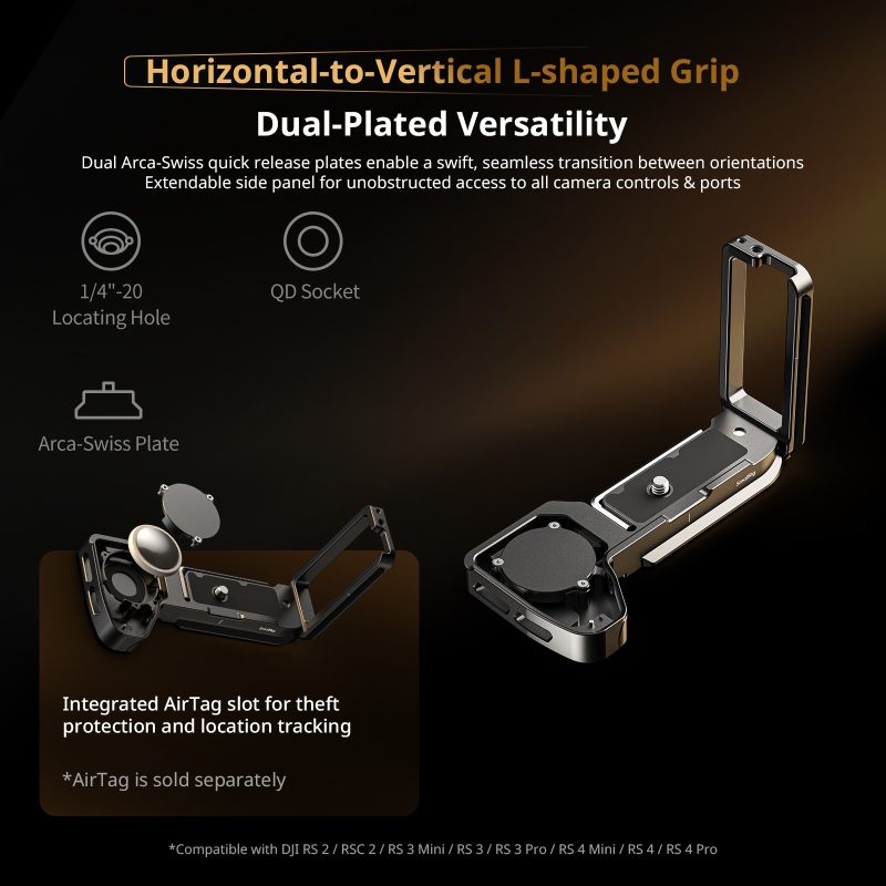 SmallRig 6029 Rhinoceros Cage pentru Sony Alpha 7 V/7R V/7 IV, Placa Arca-Swiss, Sina NATO, Patina Rece, Compatibil DJI RS
