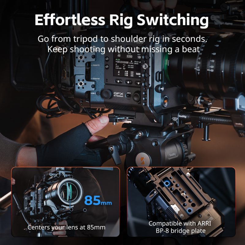 SmallRig 5341 Cadru Camera pentru Fujifilm GFX Eterna 55, Tije Duble 15mm, Maner Control, Suport Monitor