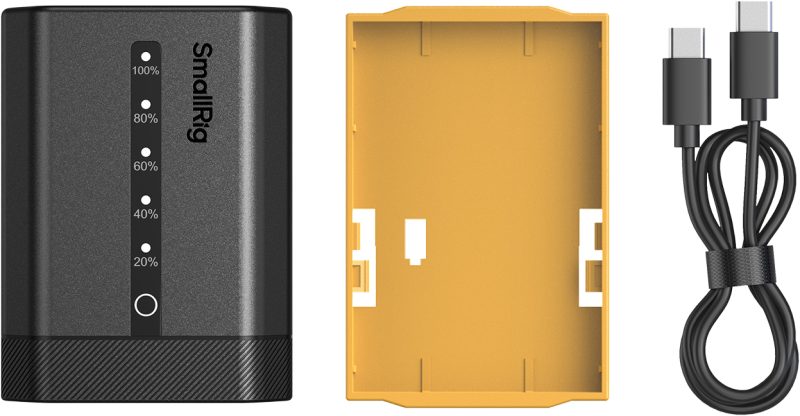 SmallRig 5297 Baterie USB-C pentru Sony NP-FZ100, Afisaj LED Nivel Incarcare, 2600mAh, Incarcare Rapida