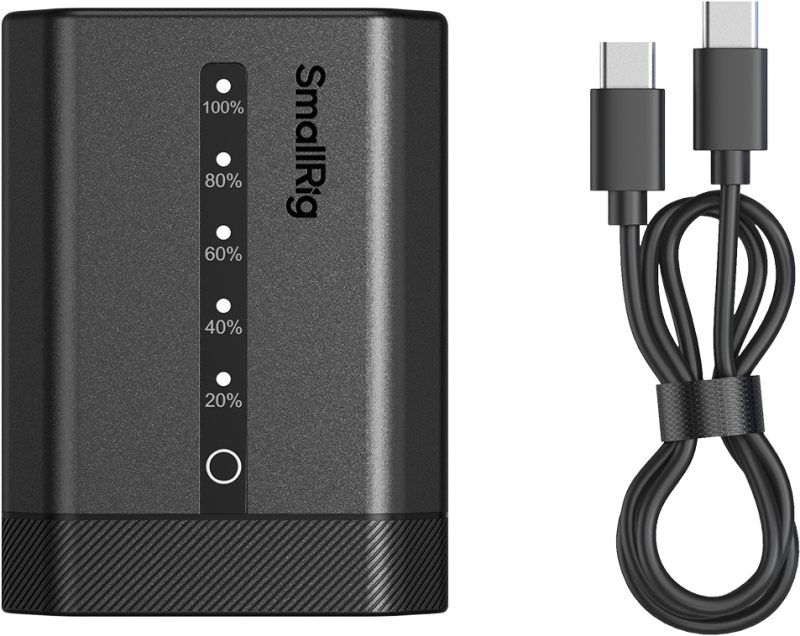 SmallRig 5297 Baterie USB-C pentru Sony NP-FZ100, Afisaj LED Nivel Incarcare, 2600mAh, Incarcare Rapida