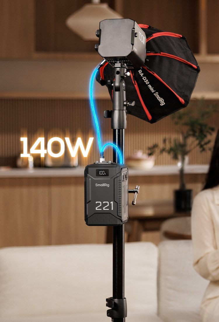 SmallRig 5865 T221 Baterie V-Mount, 221Wh, IP54 Triple-Proof, Rezistenta la Cadere 1.8m, Incarcare Rapida PD 140W