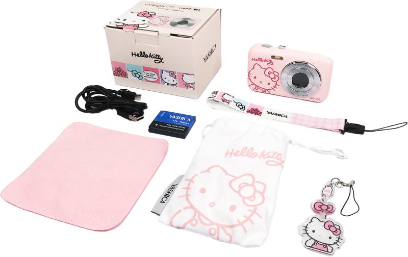 Yashica DZ-100 x Hello Kitty Aparat Foto Digital, Roz, Senzor CMOS 8MP, Zoom Digital 8x, Video 4K, Ecran 2.7 Inch