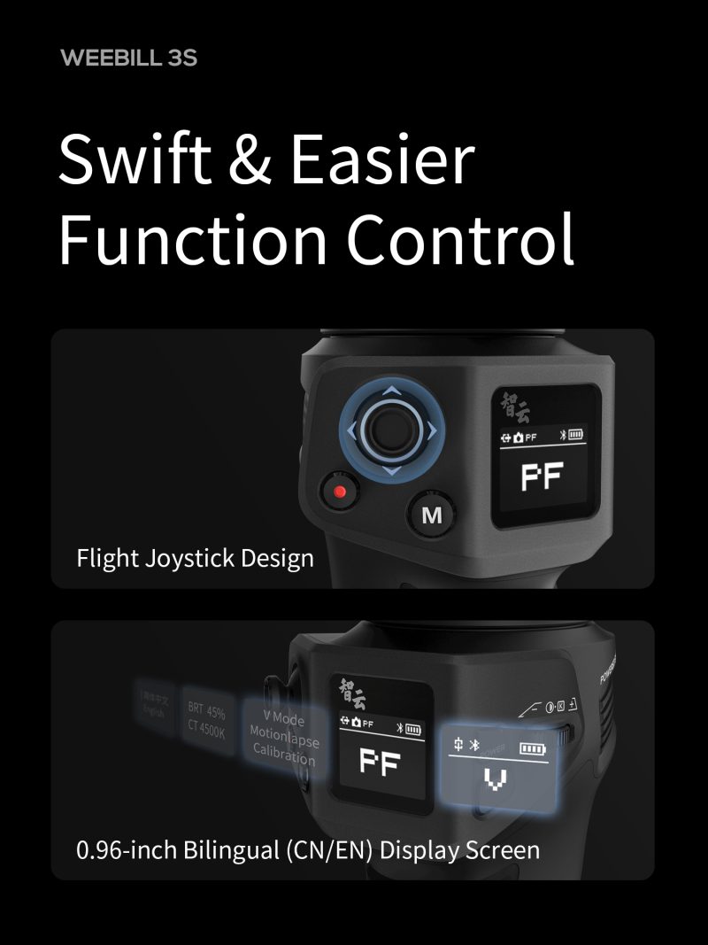 Zhiyun Weebill 3S Gimbal, Stabilizator Profesional, Lumina LED 1000 Lux, Autonomie 12 Ore, Control Bluetooth