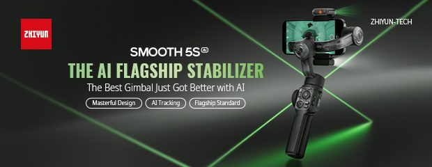 Zhiyun Smooth 5S AI Combo, Gimbal pentru Smartphone, Stabilizare 3 Axe, Tracker AI Magnetic, Lumina 650 Lux, Rotatie 360 Grade